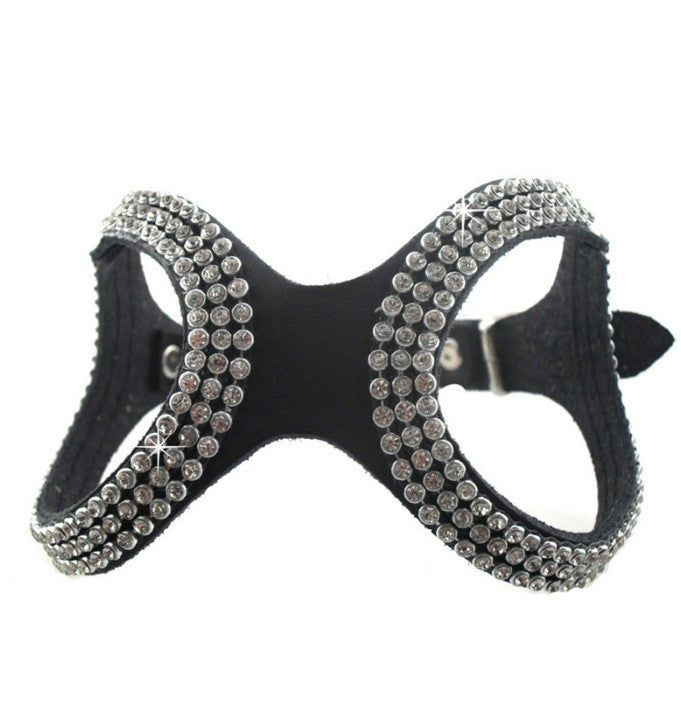 Leather Fashion Bling Rhinestone Pet Harness