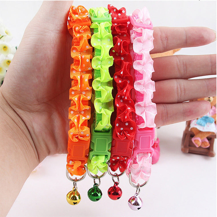 Lace 4 Color Pet Dog Cat Collar with Bells