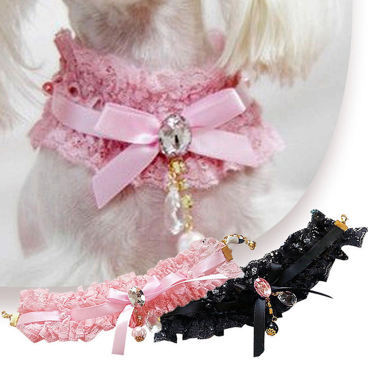 Pet Lace Pearl Pendant Collar Princess Necklace