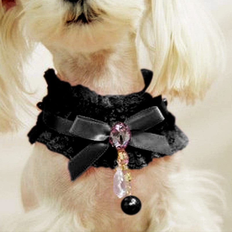 Pet Lace Pearl Pendant Collar Princess Necklace