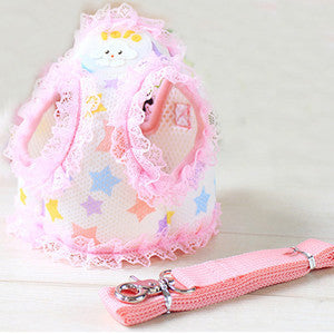 Cute Lace Pet Harness With Leash Extra Soft Flannelette